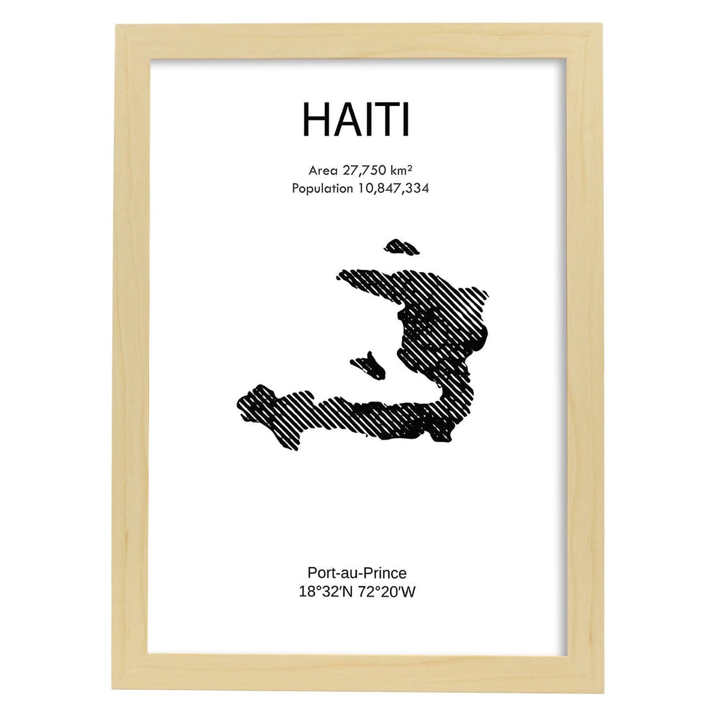 Poster de Haiti. Láminas de paises y continentes del mundo.-Artwork-Nacnic-A3-Marco Madera clara-Nacnic Estudio SL