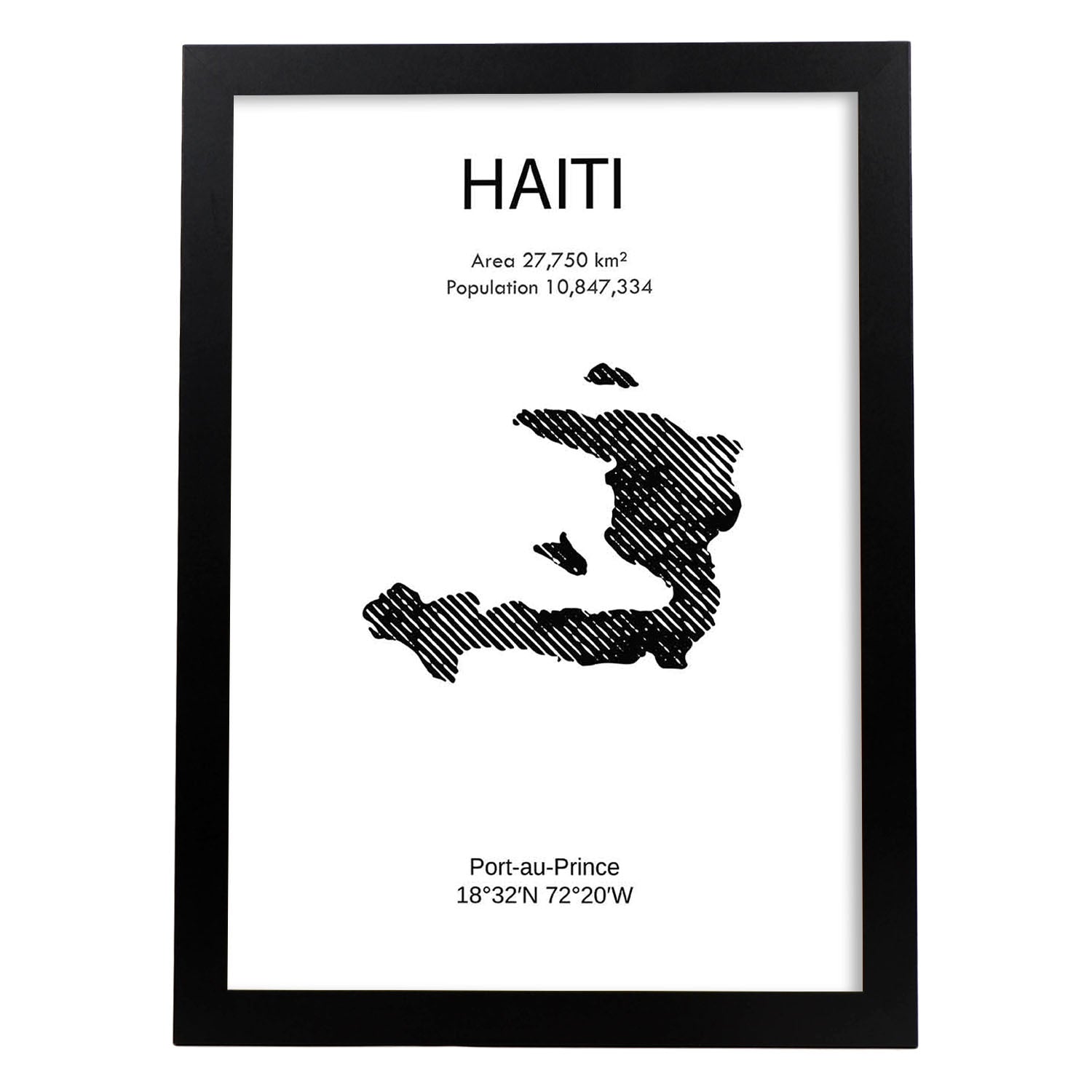 Poster de Haiti. Láminas de paises y continentes del mundo.-Artwork-Nacnic-A3-Marco Negro-Nacnic Estudio SL