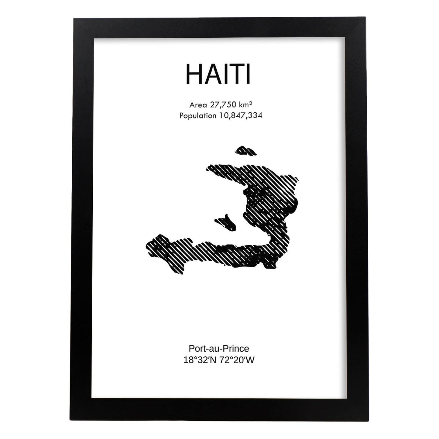 Poster de Haiti. Láminas de paises y continentes del mundo.-Artwork-Nacnic-A4-Marco Negro-Nacnic Estudio SL