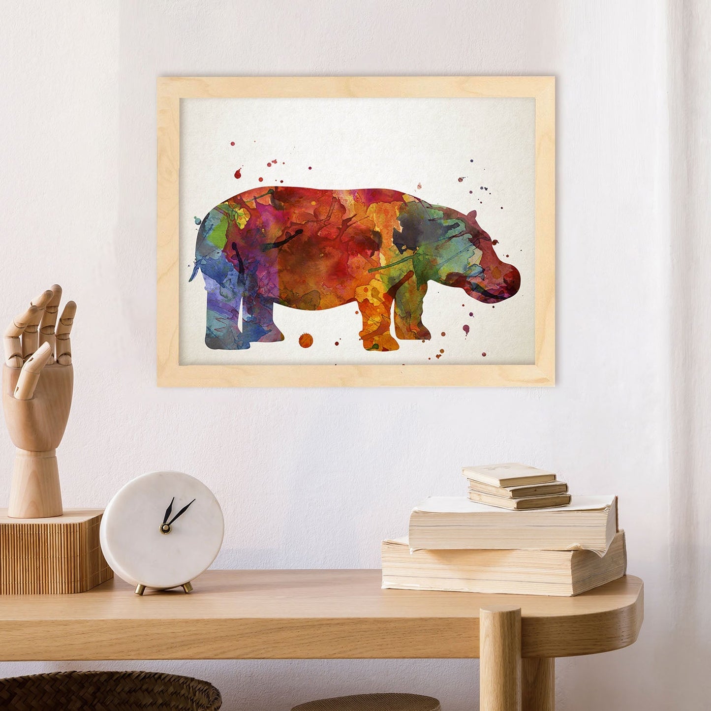 Poster de Hipopótamo estilo acuarela. Láminas de animales con estilo acuarela-Artwork-Nacnic-Nacnic Estudio SL