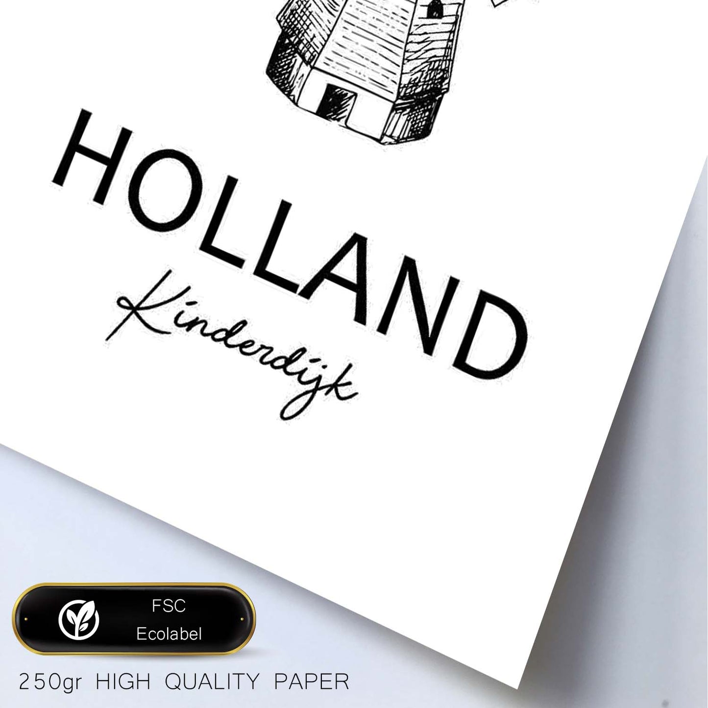 Poster de Holanda - Kinderdijk. Láminas con monumentos de ciudades.-Artwork-Nacnic-Nacnic Estudio SL