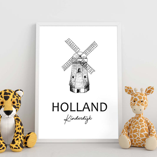 Poster de Holanda - Kinderdijk. Láminas con monumentos de ciudades.-Artwork-Nacnic-Nacnic Estudio SL
