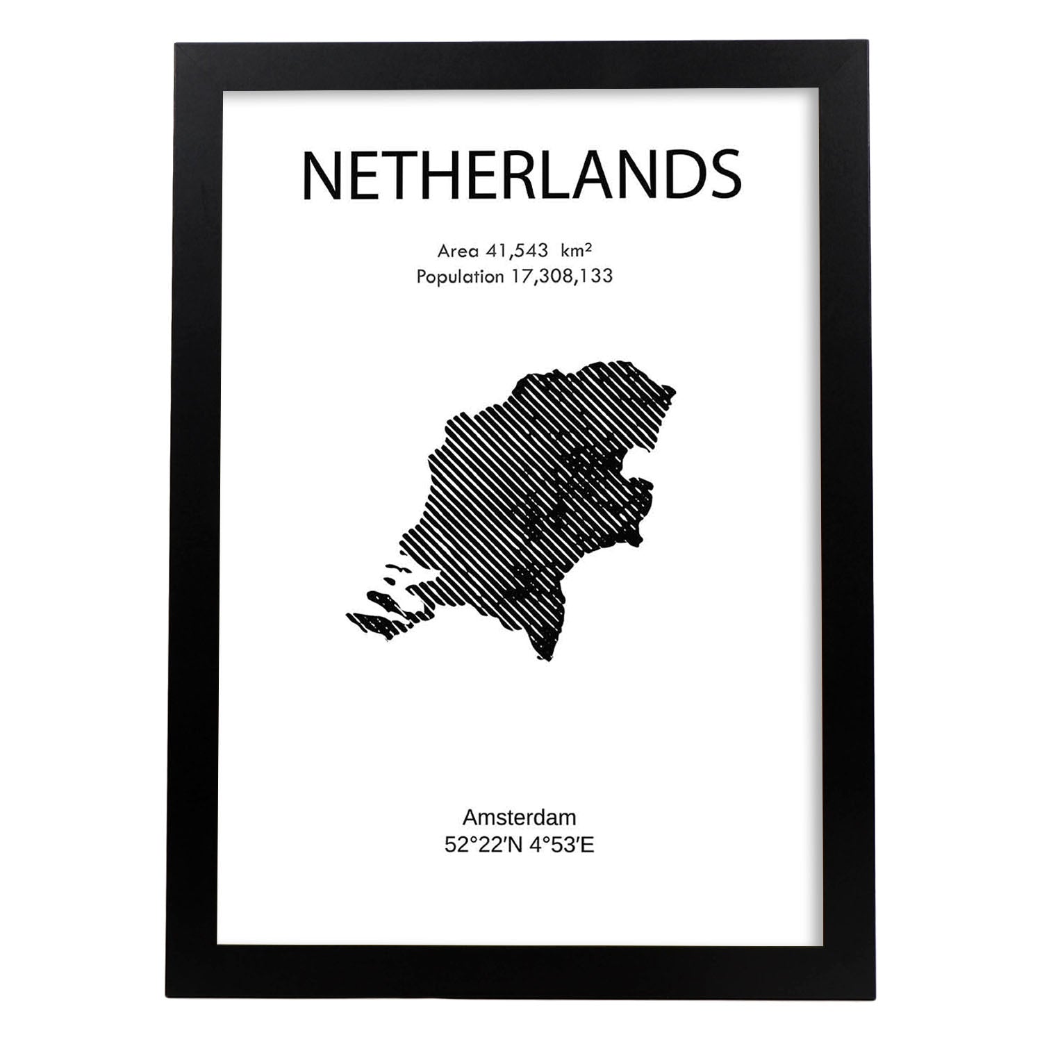 Poster de Holanda. Láminas de paises y continentes del mundo.-Artwork-Nacnic-A3-Marco Negro-Nacnic Estudio SL
