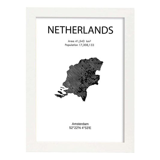 Poster de Holanda. Láminas de paises y continentes del mundo.-Artwork-Nacnic-A4-Marco Blanco-Nacnic Estudio SL