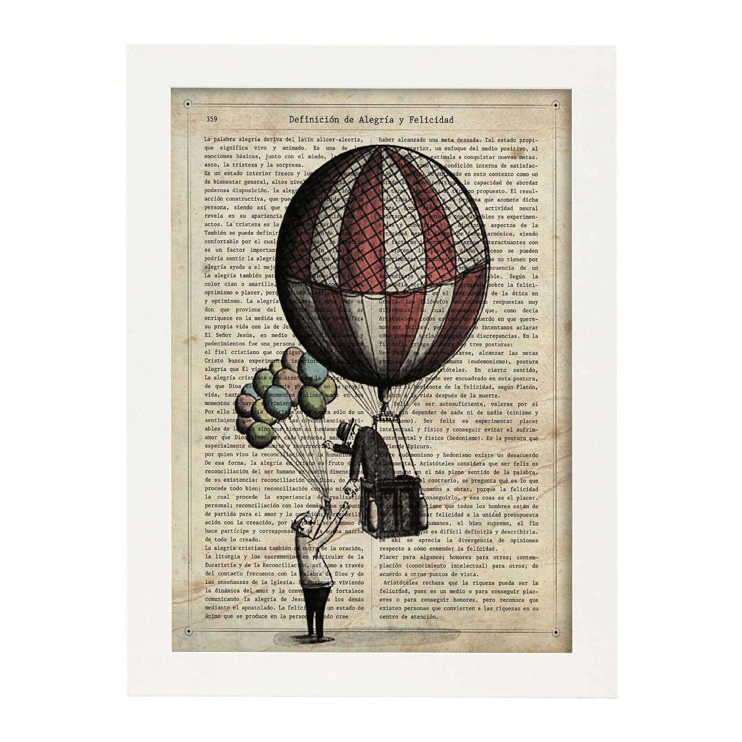 Poster de Hombre dando globos. Láminas de globos aeroestáticos. Diseño con imágenes de globos.-Artwork-Nacnic-Nacnic Estudio SL