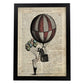 Poster de Hombre dando globos. Láminas de globos aeroestáticos. Diseño con imágenes de globos.-Artwork-Nacnic-A4-Marco Negro-Nacnic Estudio SL