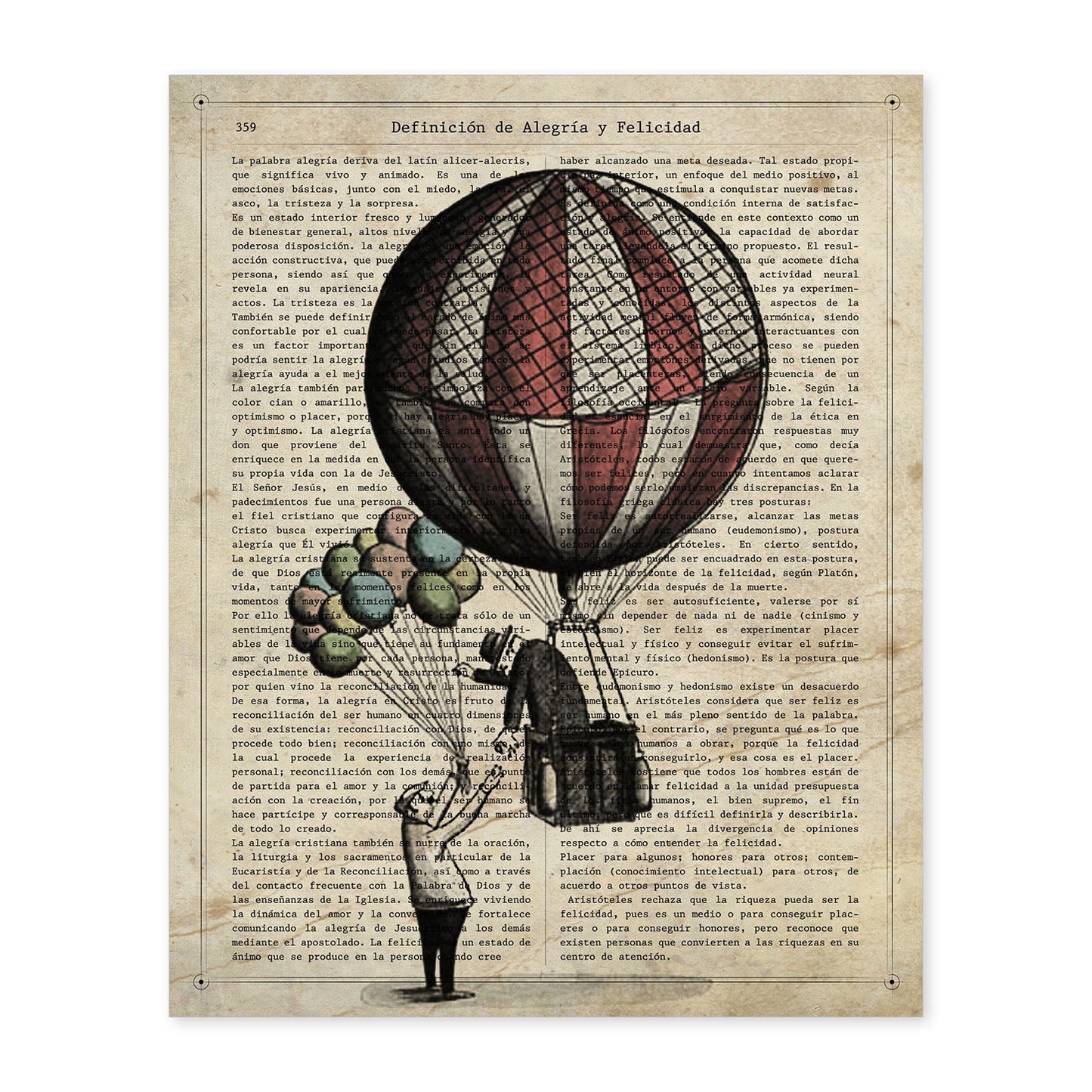 Poster de Hombre dando globos. Láminas de globos aeroestáticos. Diseño con imágenes de globos.-Artwork-Nacnic-A4-Sin marco-Nacnic Estudio SL