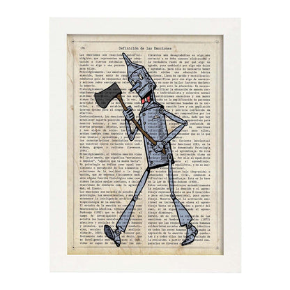 Poster de Hombre de hojalata con hacha. Láminas de personajes importantes. Posters de músicos, actores, inventores, exploradores, ...-Artwork-Nacnic-A4-Marco Blanco-Nacnic Estudio SL