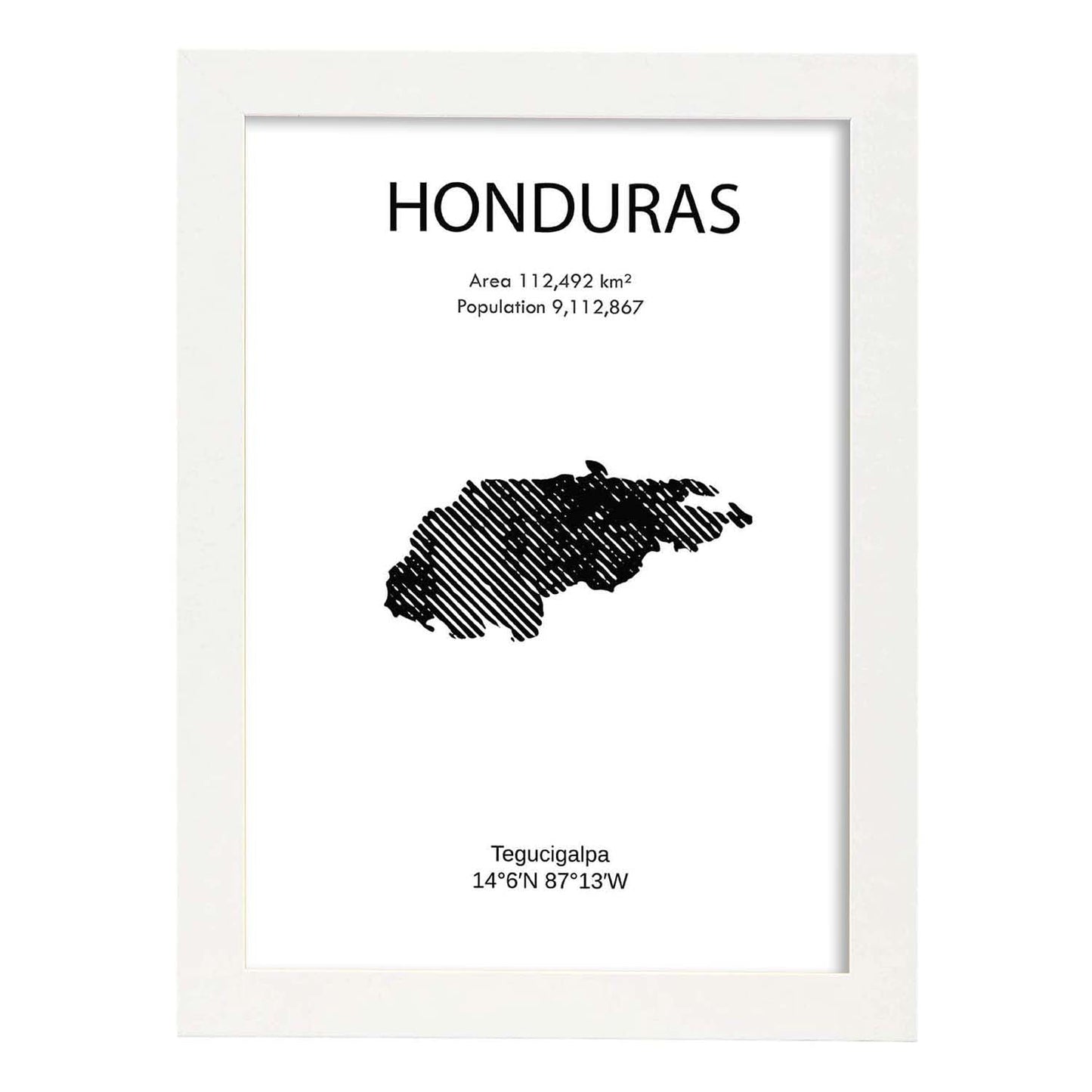 Poster de Honduras. Láminas de paises y continentes del mundo.-Artwork-Nacnic-A3-Marco Blanco-Nacnic Estudio SL