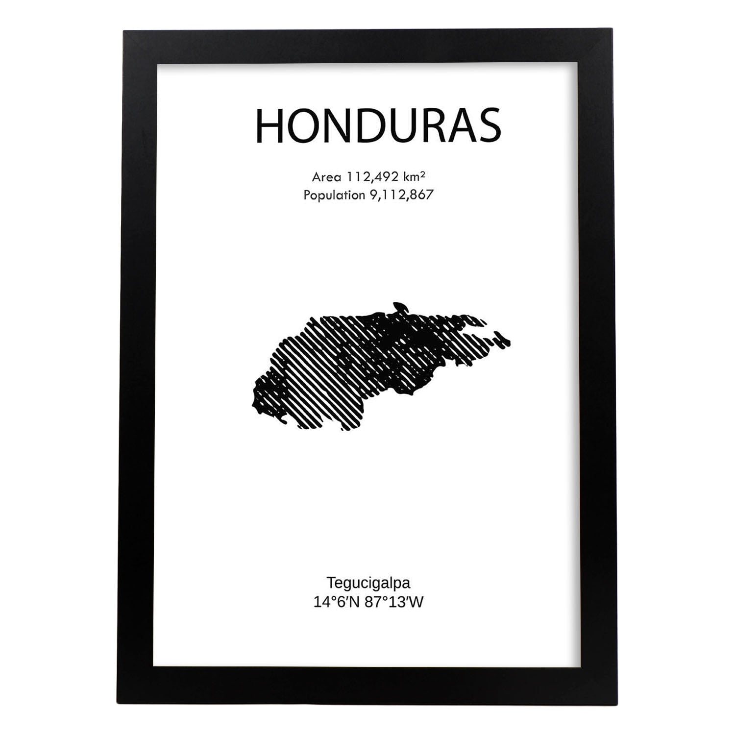 Poster de Honduras. Láminas de paises y continentes del mundo.-Artwork-Nacnic-A3-Marco Negro-Nacnic Estudio SL