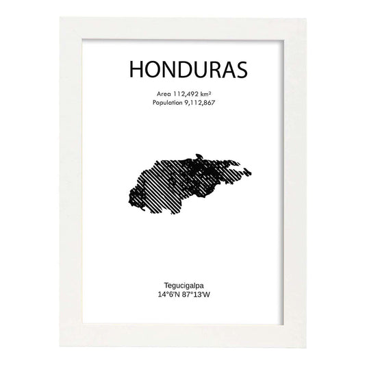 Poster de Honduras. Láminas de paises y continentes del mundo.-Artwork-Nacnic-A4-Marco Blanco-Nacnic Estudio SL