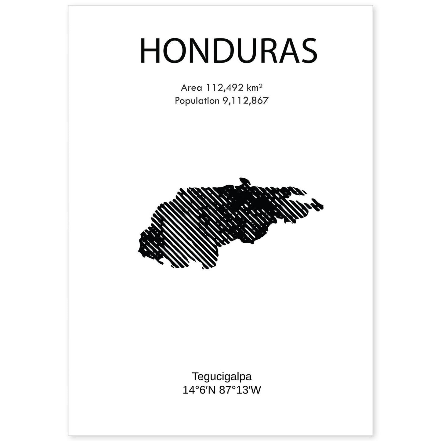 Poster de Honduras. Láminas de paises y continentes del mundo.-Artwork-Nacnic-A4-Sin marco-Nacnic Estudio SL