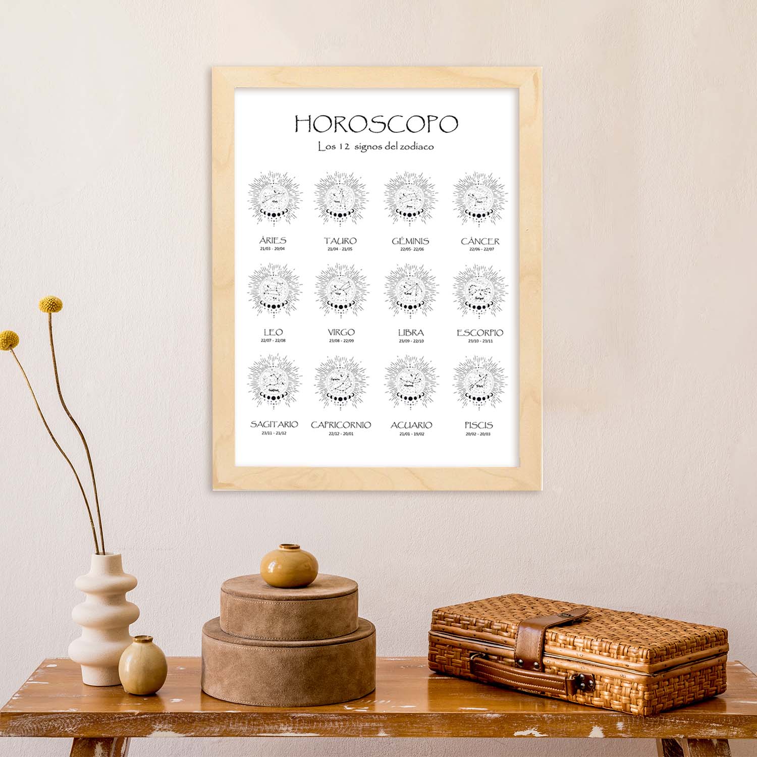 Poster de Horoscopos en español. Lamina de horoscopos y astrología.-Artwork-Nacnic-Nacnic Estudio SL