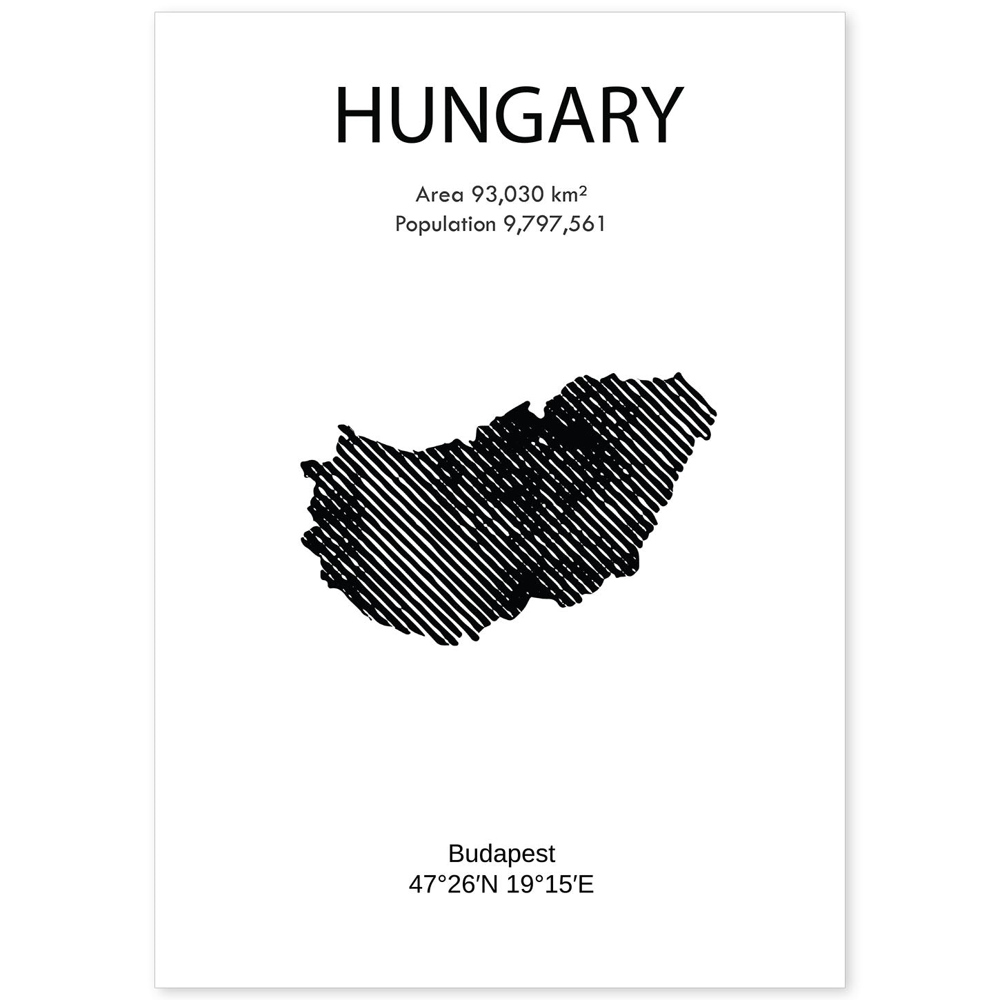 Poster de Hungría. Láminas de paises y continentes del mundo.-Artwork-Nacnic-A4-Sin marco-Nacnic Estudio SL
