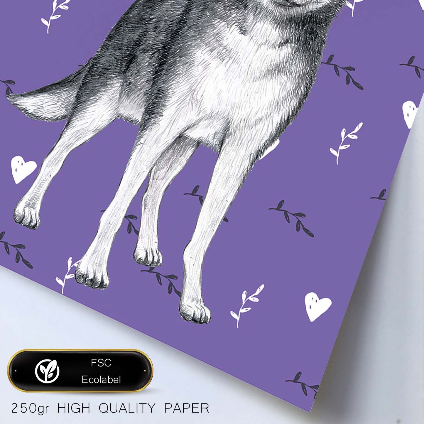 Poster de Husky siberiano morado. Lámina decorativa de perros.-Artwork-Nacnic-Nacnic Estudio SL