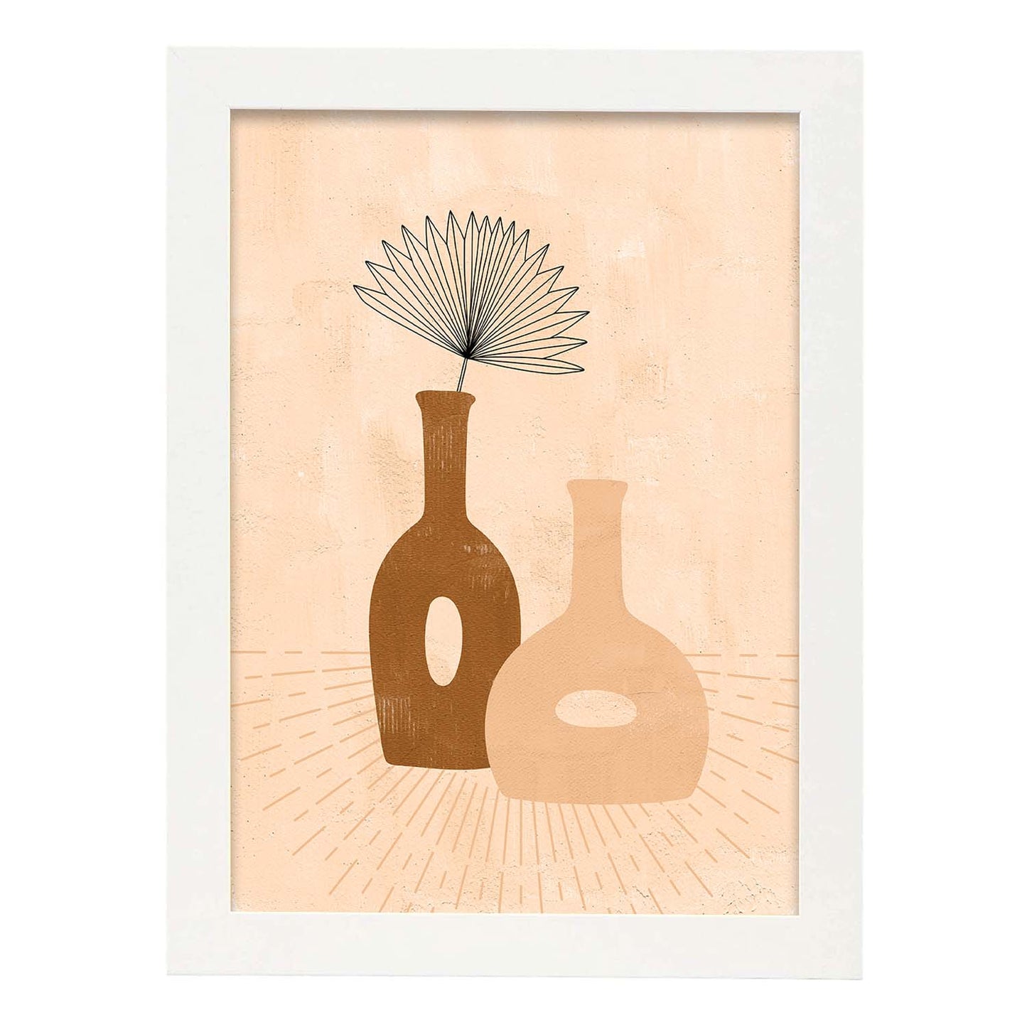 Poster de imágenes abstractas de plantas. Dibujos en tonos claros y tierras. 'Acuarela 10'.-Artwork-Nacnic-A3-Marco Blanco-Nacnic Estudio SL