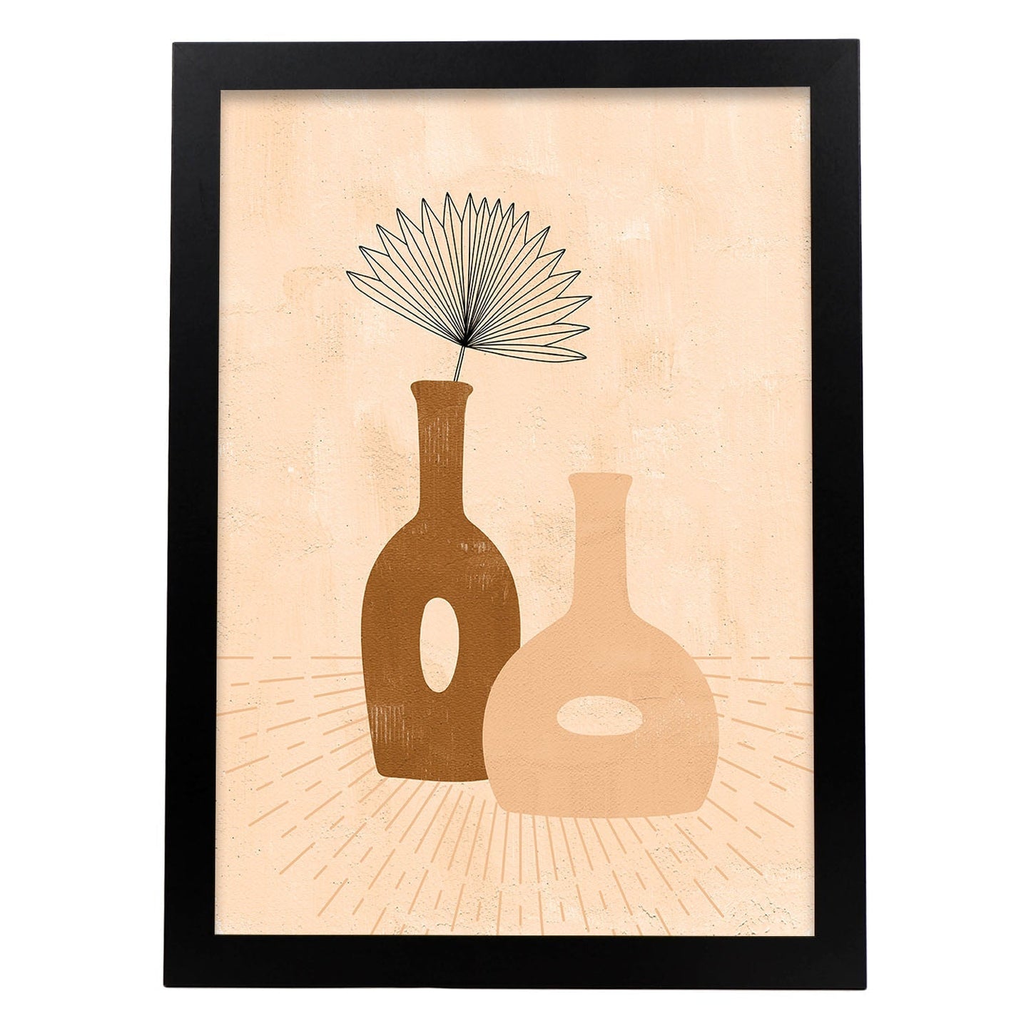 Poster de imágenes abstractas de plantas. Dibujos en tonos claros y tierras. 'Acuarela 10'.-Artwork-Nacnic-A3-Marco Negro-Nacnic Estudio SL