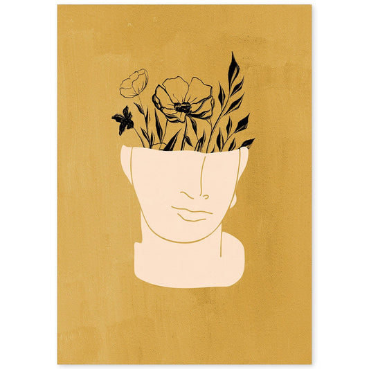Poster de imágenes abstractas de plantas. Dibujos en tonos claros y tierras. 'Acuarela 11'.-Artwork-Nacnic-A4-Sin marco-Nacnic Estudio SL