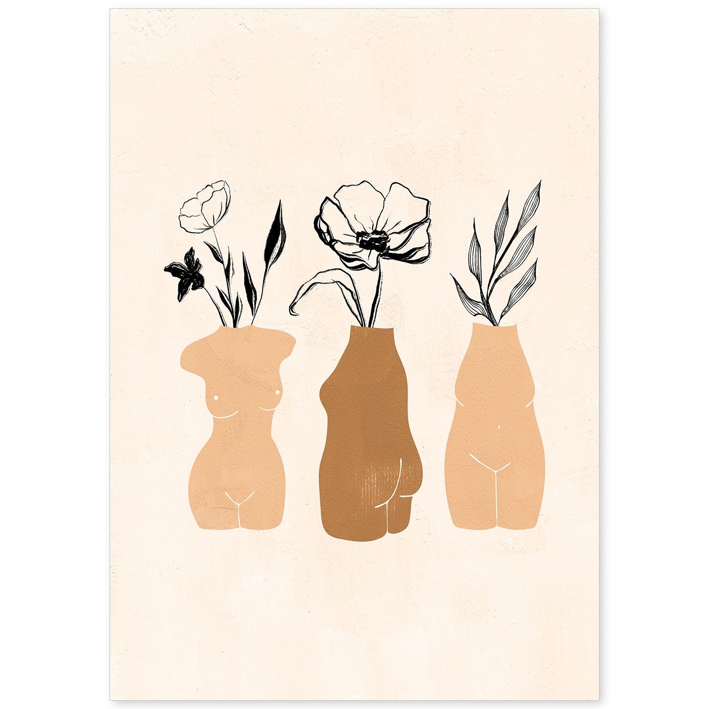 Poster de imágenes abstractas de plantas. Dibujos en tonos claros y tierras. 'Acuarela 12'.-Artwork-Nacnic-A4-Sin marco-Nacnic Estudio SL
