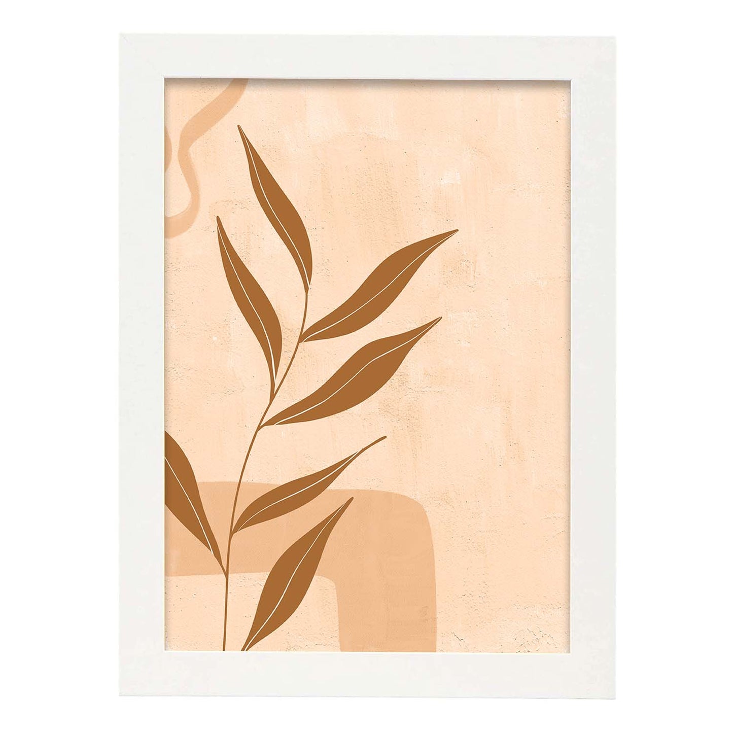 Poster de imágenes abstractas de plantas. Dibujos en tonos claros y tierras. 'Acuarela 13'.-Artwork-Nacnic-A3-Marco Blanco-Nacnic Estudio SL