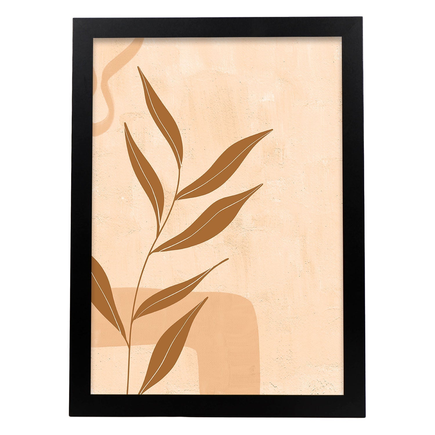 Poster de imágenes abstractas de plantas. Dibujos en tonos claros y tierras. 'Acuarela 13'.-Artwork-Nacnic-A3-Marco Negro-Nacnic Estudio SL