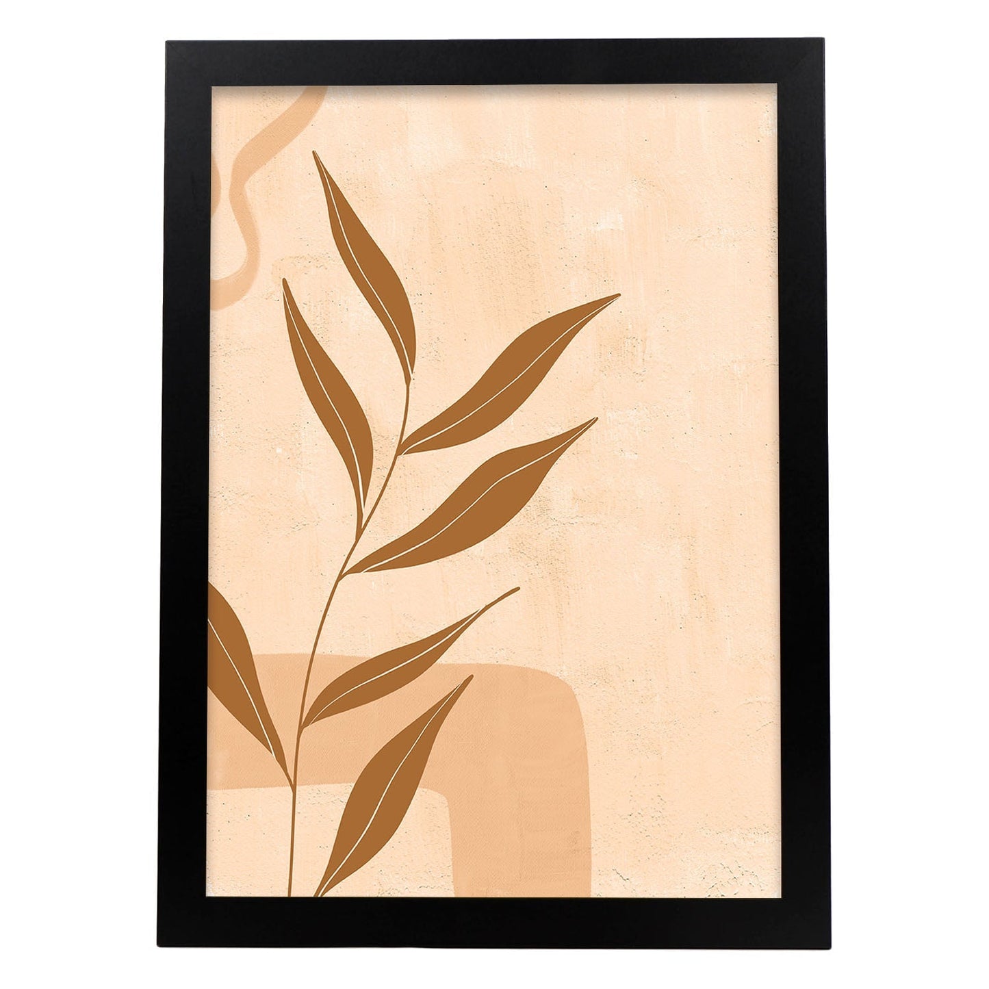 Poster de imágenes abstractas de plantas. Dibujos en tonos claros y tierras. 'Acuarela 13'.-Artwork-Nacnic-A4-Marco Negro-Nacnic Estudio SL