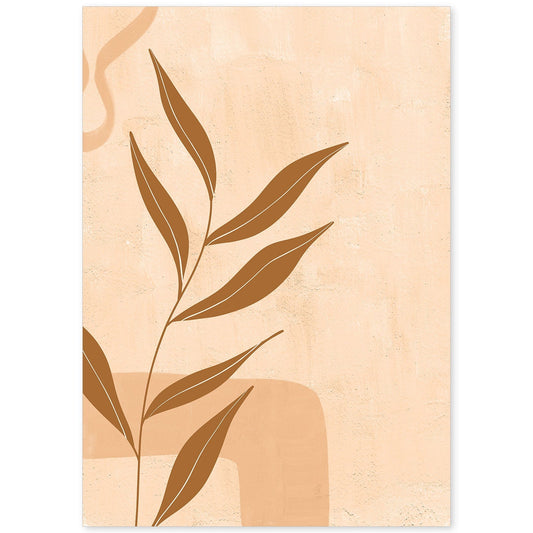 Poster de imágenes abstractas de plantas. Dibujos en tonos claros y tierras. 'Acuarela 13'.-Artwork-Nacnic-A4-Sin marco-Nacnic Estudio SL