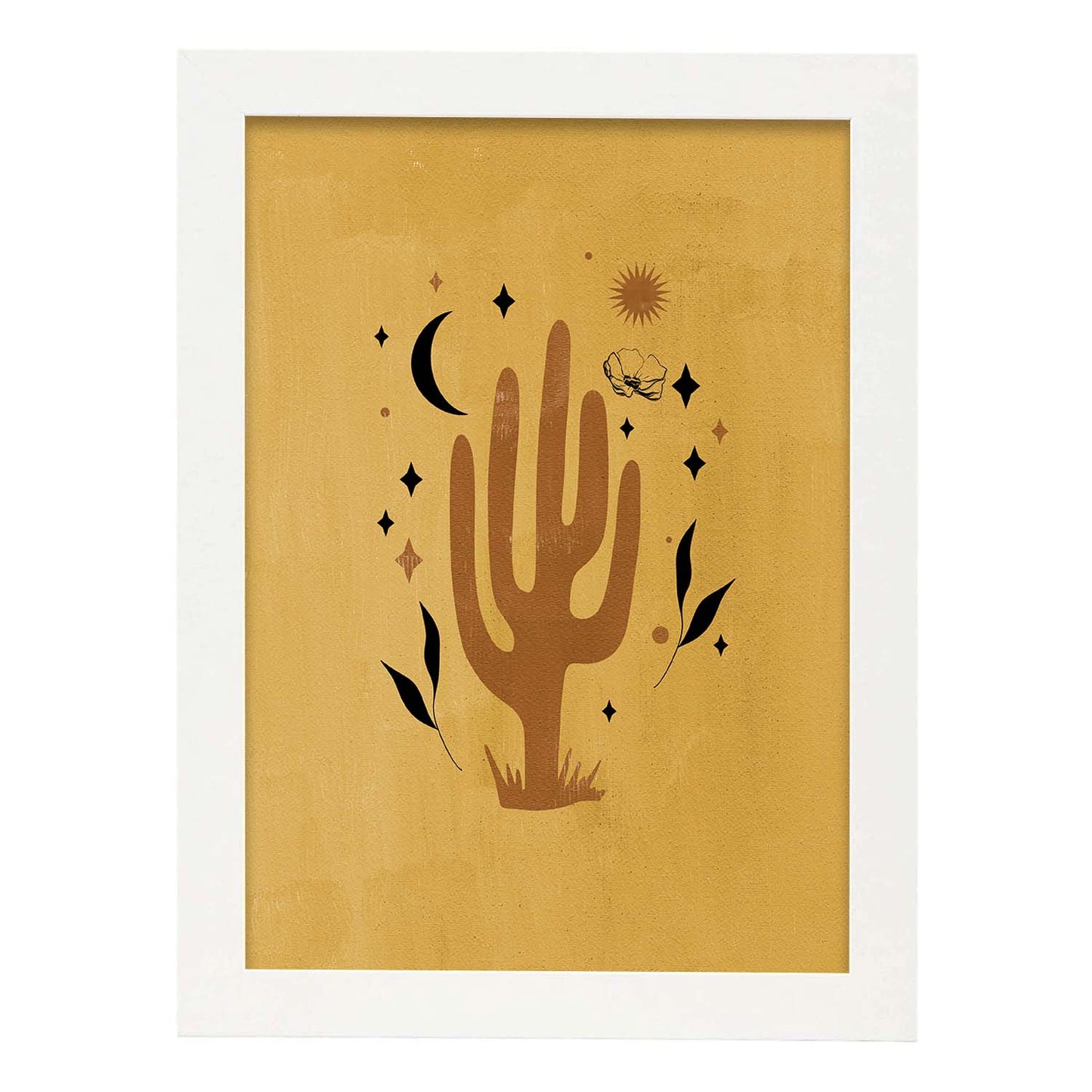 Poster de imágenes abstractas de plantas. Dibujos en tonos claros y tierras. 'Acuarela 16'.-Artwork-Nacnic-A3-Marco Blanco-Nacnic Estudio SL