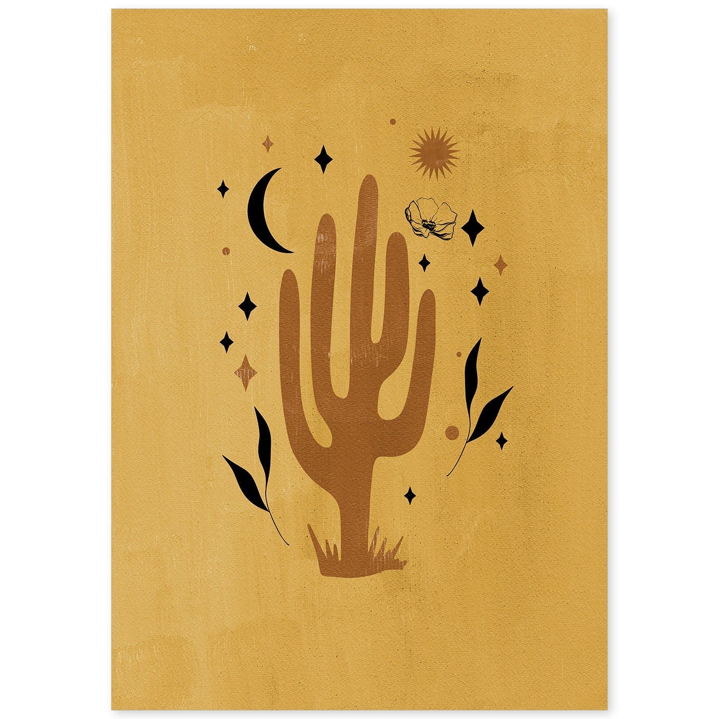Poster de imágenes abstractas de plantas. Dibujos en tonos claros y tierras. 'Acuarela 16'.-Artwork-Nacnic-A4-Sin marco-Nacnic Estudio SL