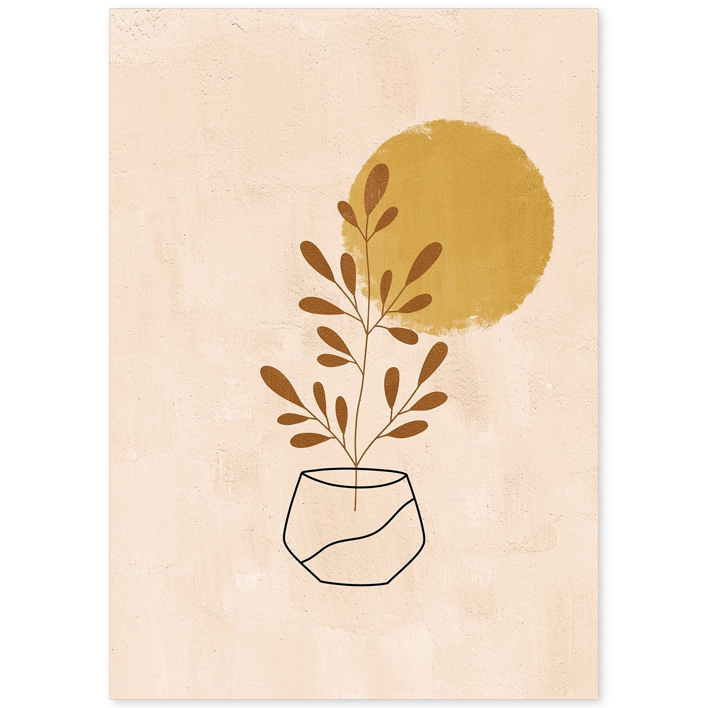 Poster de imágenes abstractas de plantas. Dibujos en tonos claros y tierras. 'Acuarela 1'.-Artwork-Nacnic-A4-Sin marco-Nacnic Estudio SL