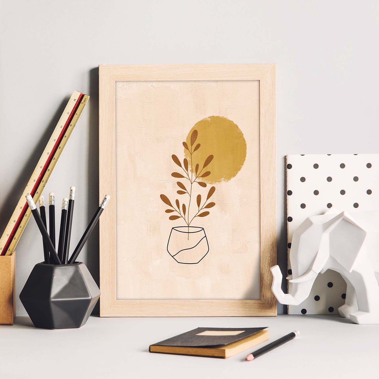 Poster de imágenes abstractas de plantas. Dibujos en tonos claros y tierras. 'Acuarela 1'.-Artwork-Nacnic-Nacnic Estudio SL