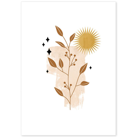 Poster de imágenes abstractas de plantas. Dibujos en tonos claros y tierras. 'Acuarela 2'.-Artwork-Nacnic-A4-Sin marco-Nacnic Estudio SL