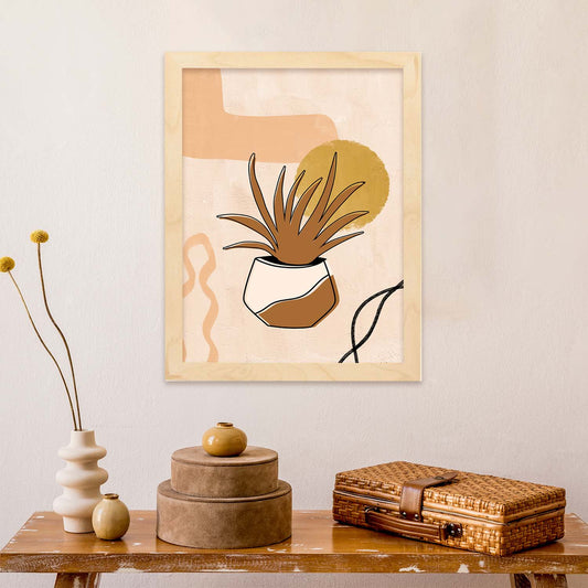Poster de imágenes abstractas de plantas. Dibujos en tonos claros y tierras. 'Acuarela 3'.-Artwork-Nacnic-Nacnic Estudio SL