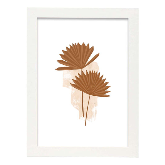 Poster de imágenes abstractas de plantas. Dibujos en tonos claros y tierras. 'Acuarela 4'.-Artwork-Nacnic-A4-Marco Blanco-Nacnic Estudio SL