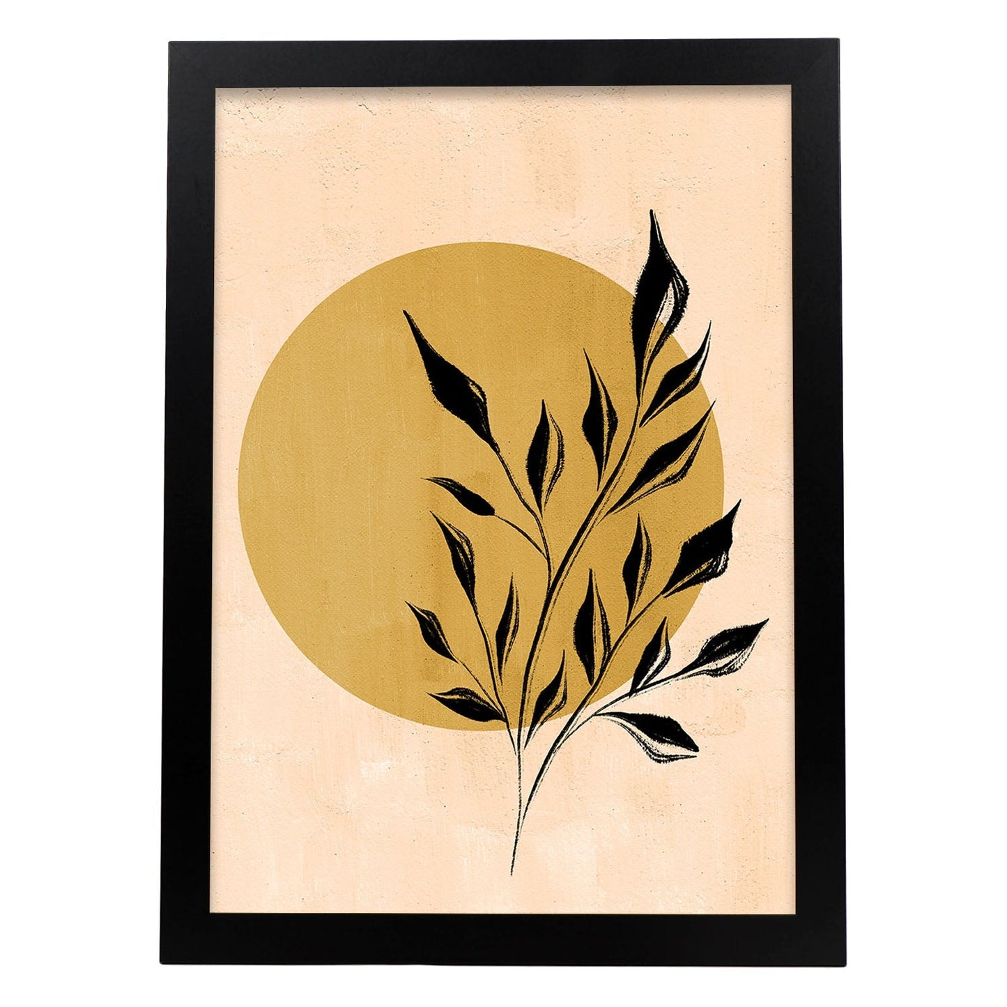 Poster de imágenes abstractas de plantas. Dibujos en tonos claros y tierras. 'Acuarela 5'.-Artwork-Nacnic-A3-Marco Negro-Nacnic Estudio SL
