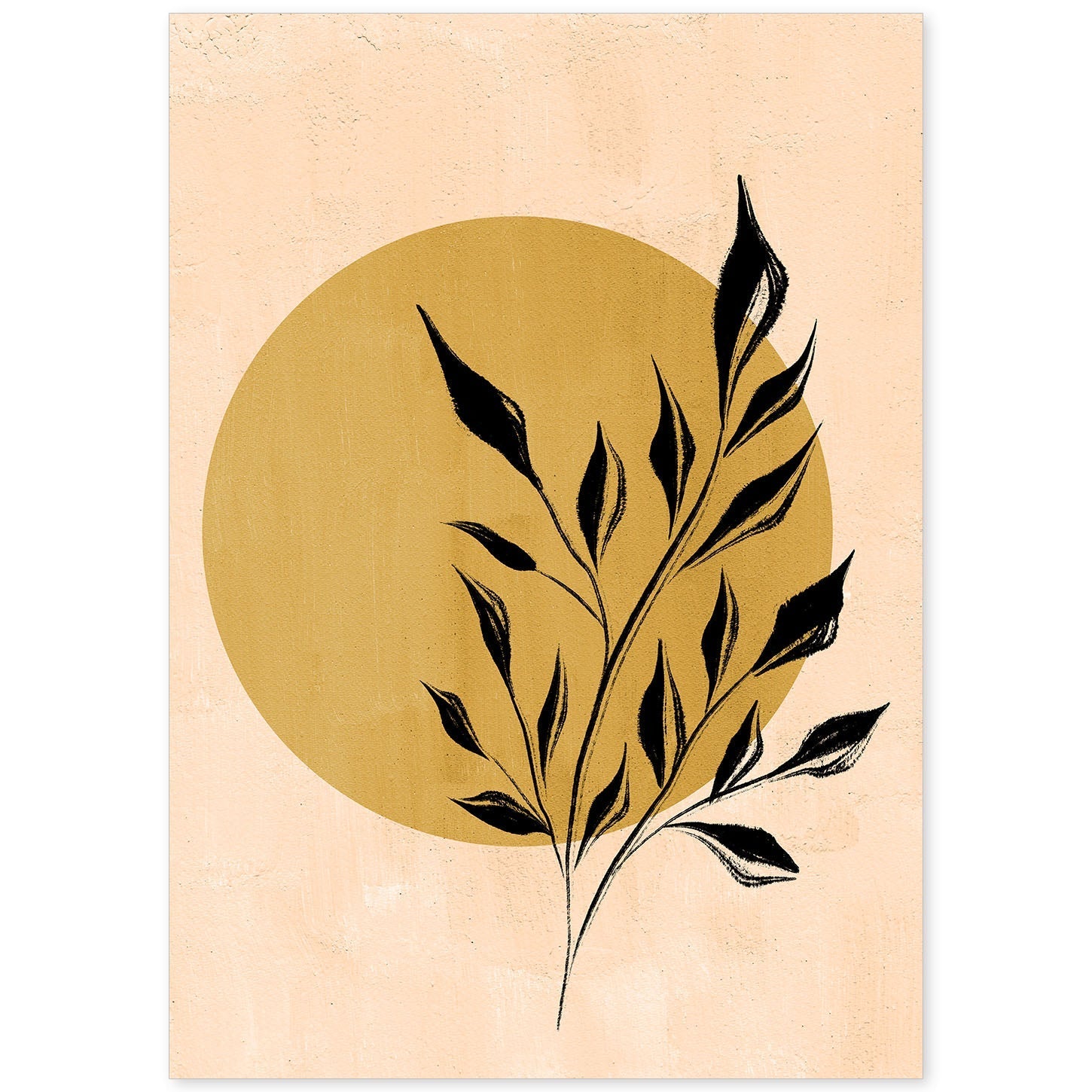 Poster de imágenes abstractas de plantas. Dibujos en tonos claros y tierras. 'Acuarela 5'.-Artwork-Nacnic-A4-Sin marco-Nacnic Estudio SL