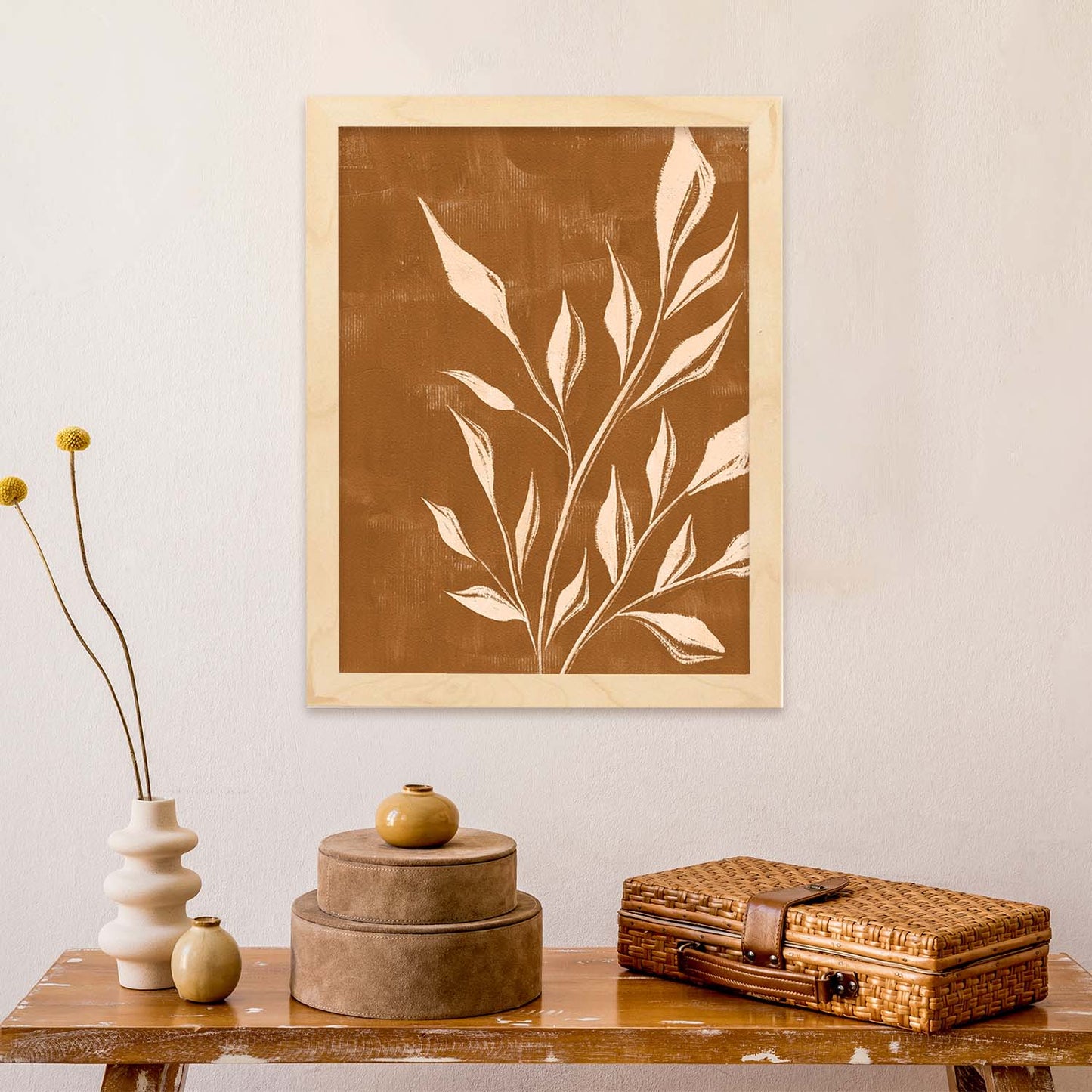 Poster de imágenes abstractas de plantas. Dibujos en tonos claros y tierras. 'Acuarela 6'.-Artwork-Nacnic-Nacnic Estudio SL