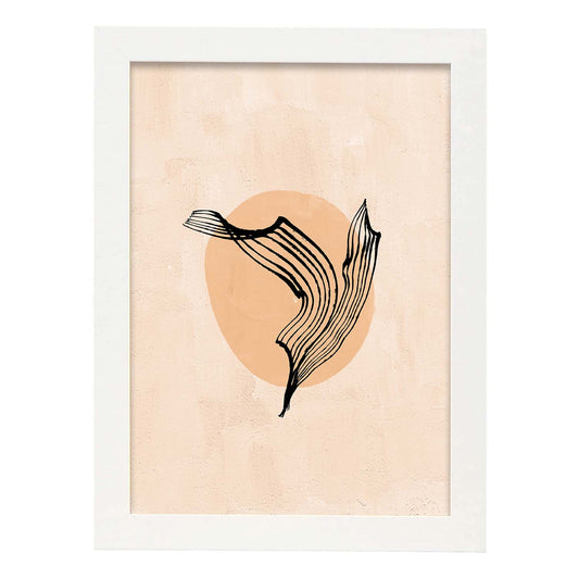 Poster de imágenes abstractas de plantas. Dibujos en tonos claros y tierras. 'Acuarela 7'.-Artwork-Nacnic-A4-Marco Blanco-Nacnic Estudio SL