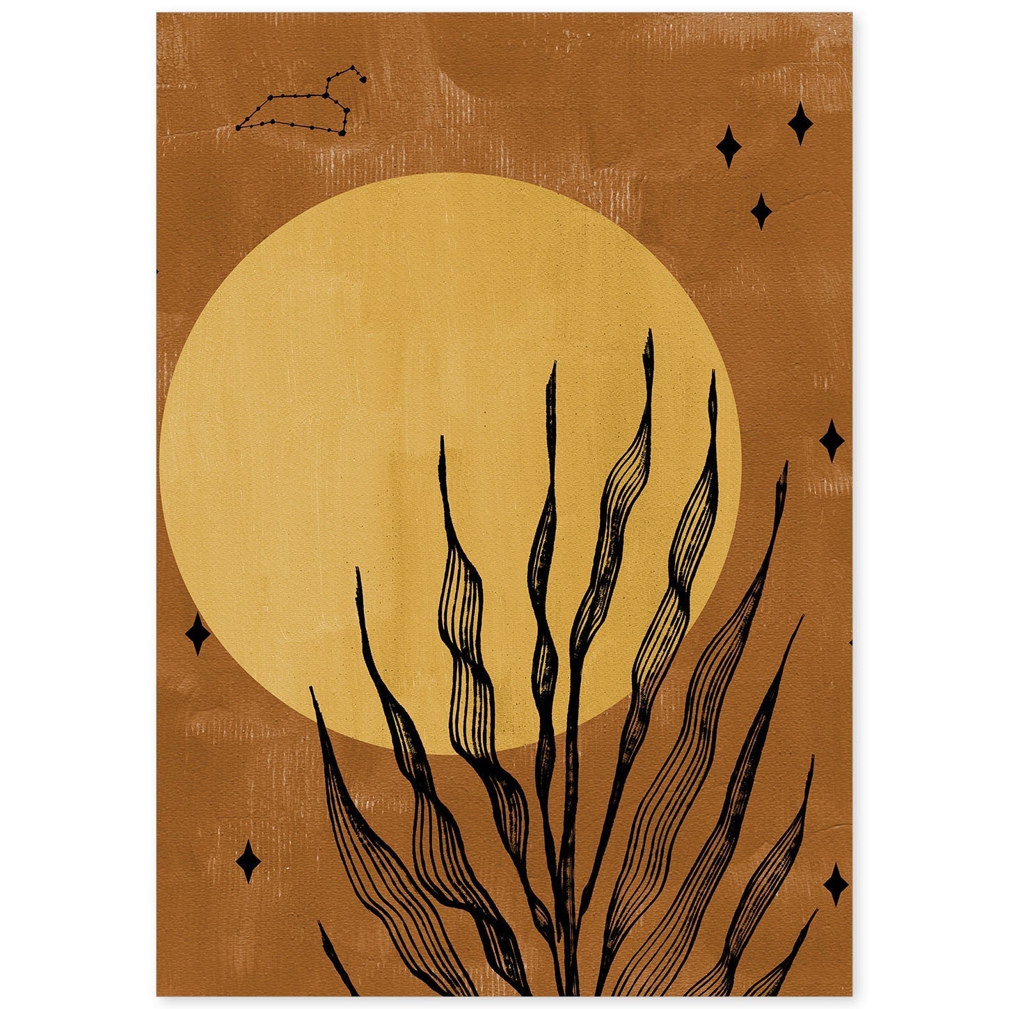 Poster de imágenes abstractas de plantas. Dibujos en tonos claros y tierras. 'Acuarela 8'.-Artwork-Nacnic-A4-Sin marco-Nacnic Estudio SL