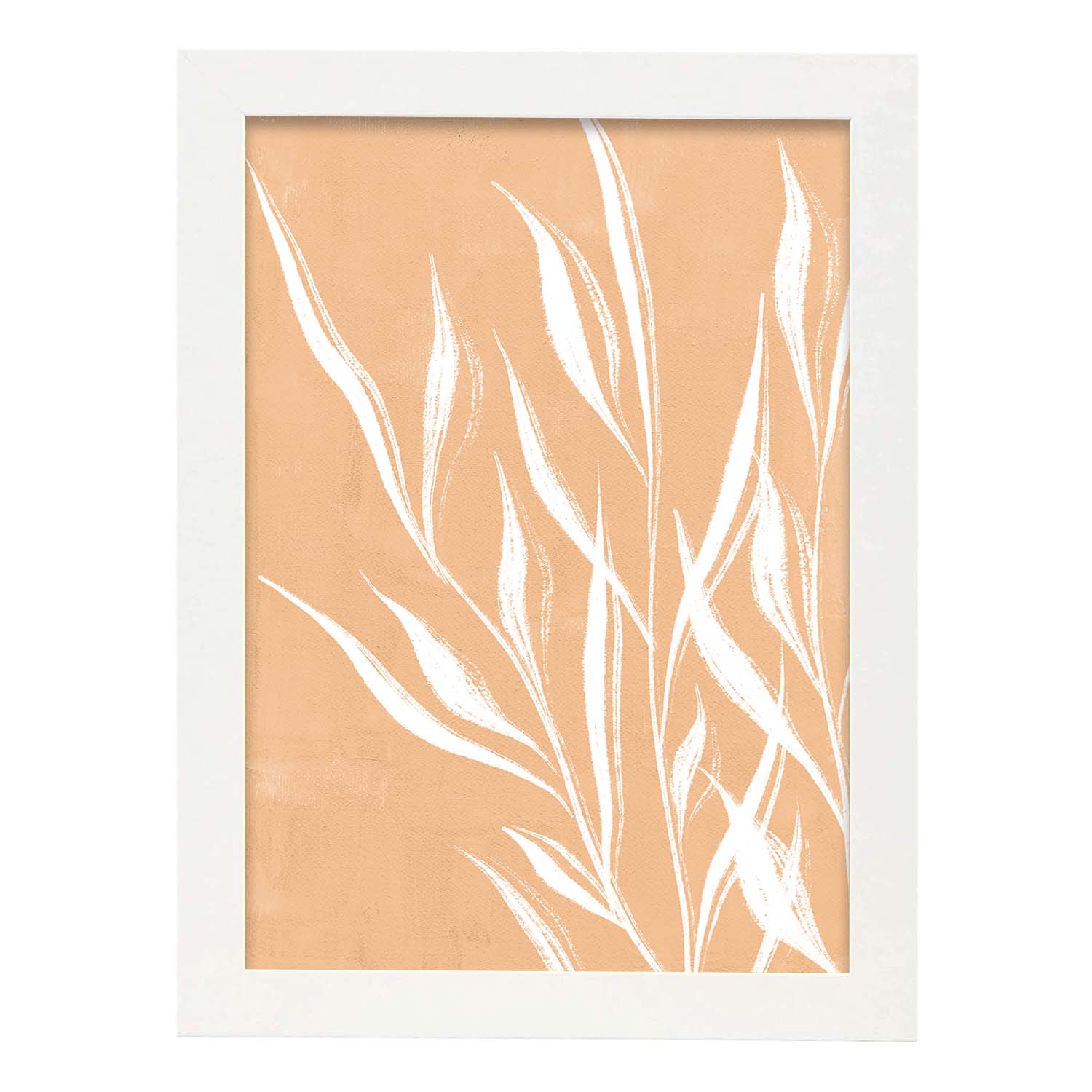 Poster de imágenes abstractas de plantas. Dibujos en tonos claros y tierras. 'Acuarela 9'.-Artwork-Nacnic-A3-Marco Blanco-Nacnic Estudio SL