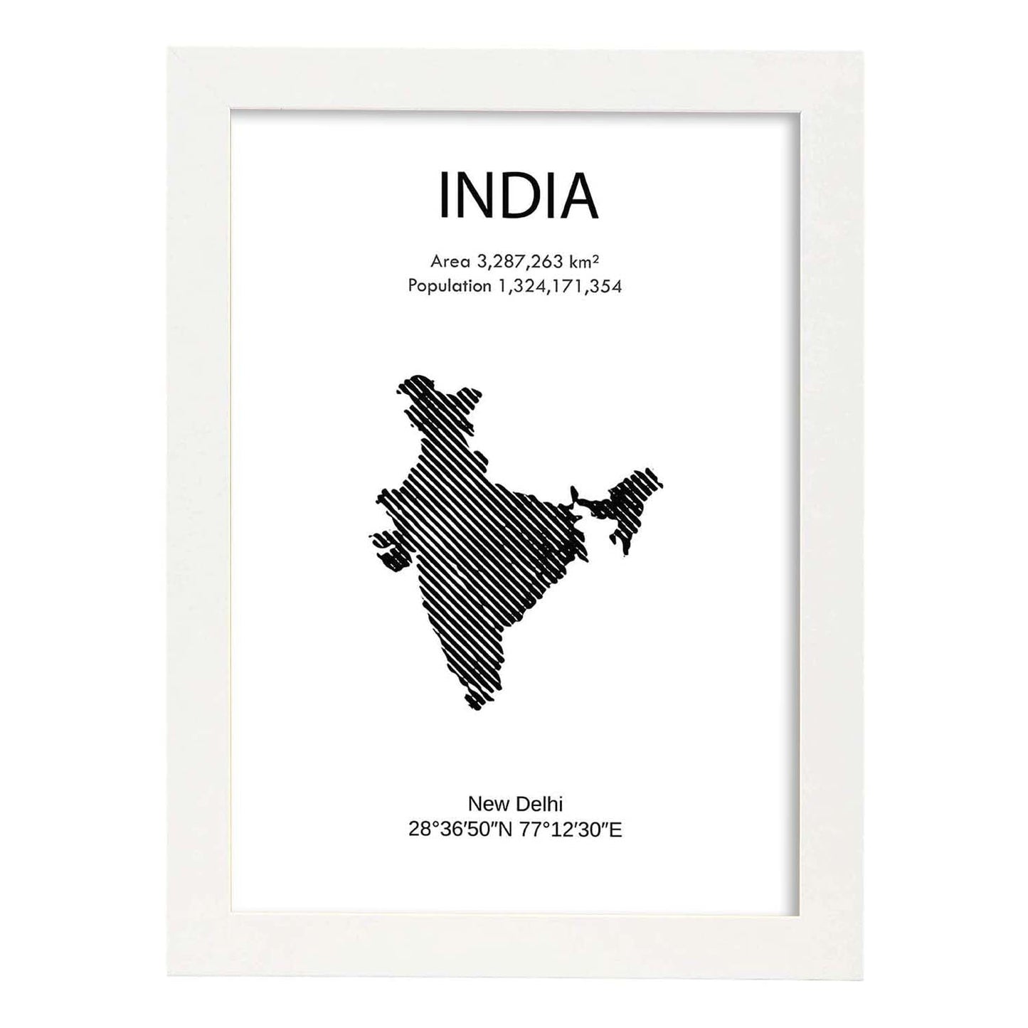 Poster de India. Láminas de paises y continentes del mundo.-Artwork-Nacnic-A3-Marco Blanco-Nacnic Estudio SL