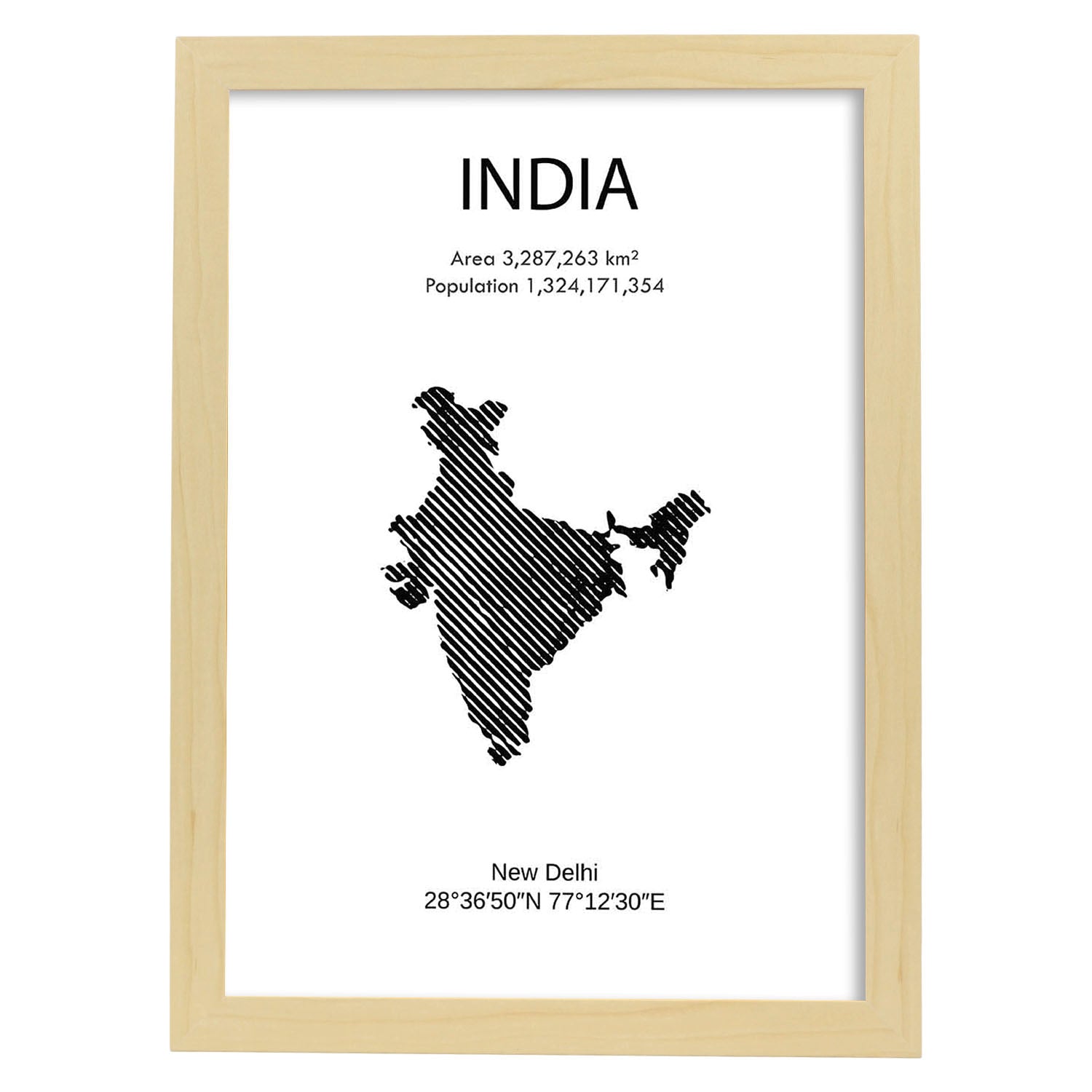 Poster de India. Láminas de paises y continentes del mundo.-Artwork-Nacnic-A3-Marco Madera clara-Nacnic Estudio SL