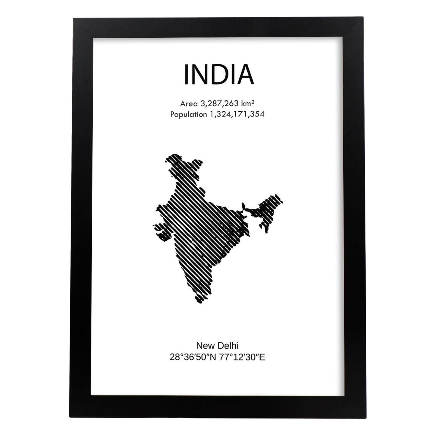 Poster de India. Láminas de paises y continentes del mundo.-Artwork-Nacnic-A3-Marco Negro-Nacnic Estudio SL