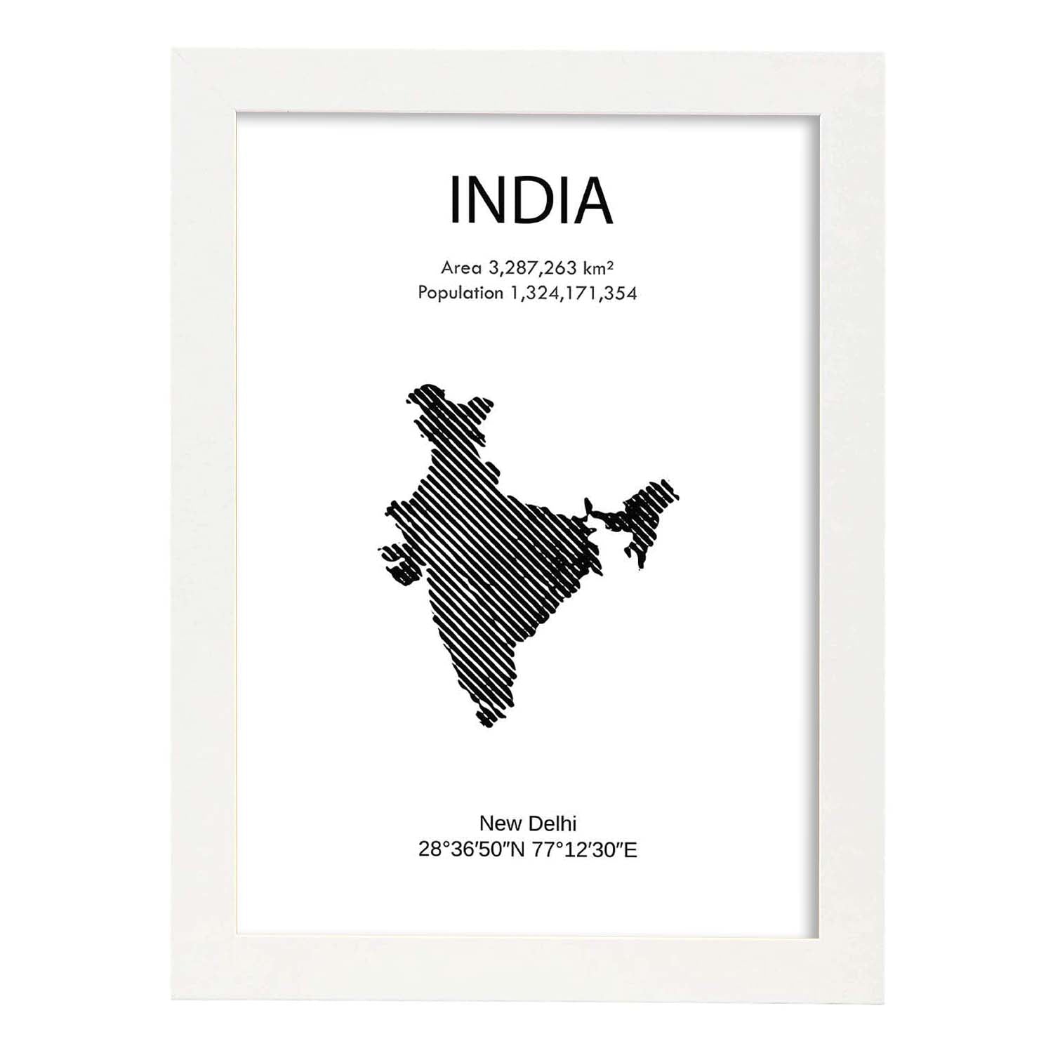 Poster de India. Láminas de paises y continentes del mundo.-Artwork-Nacnic-A4-Marco Blanco-Nacnic Estudio SL