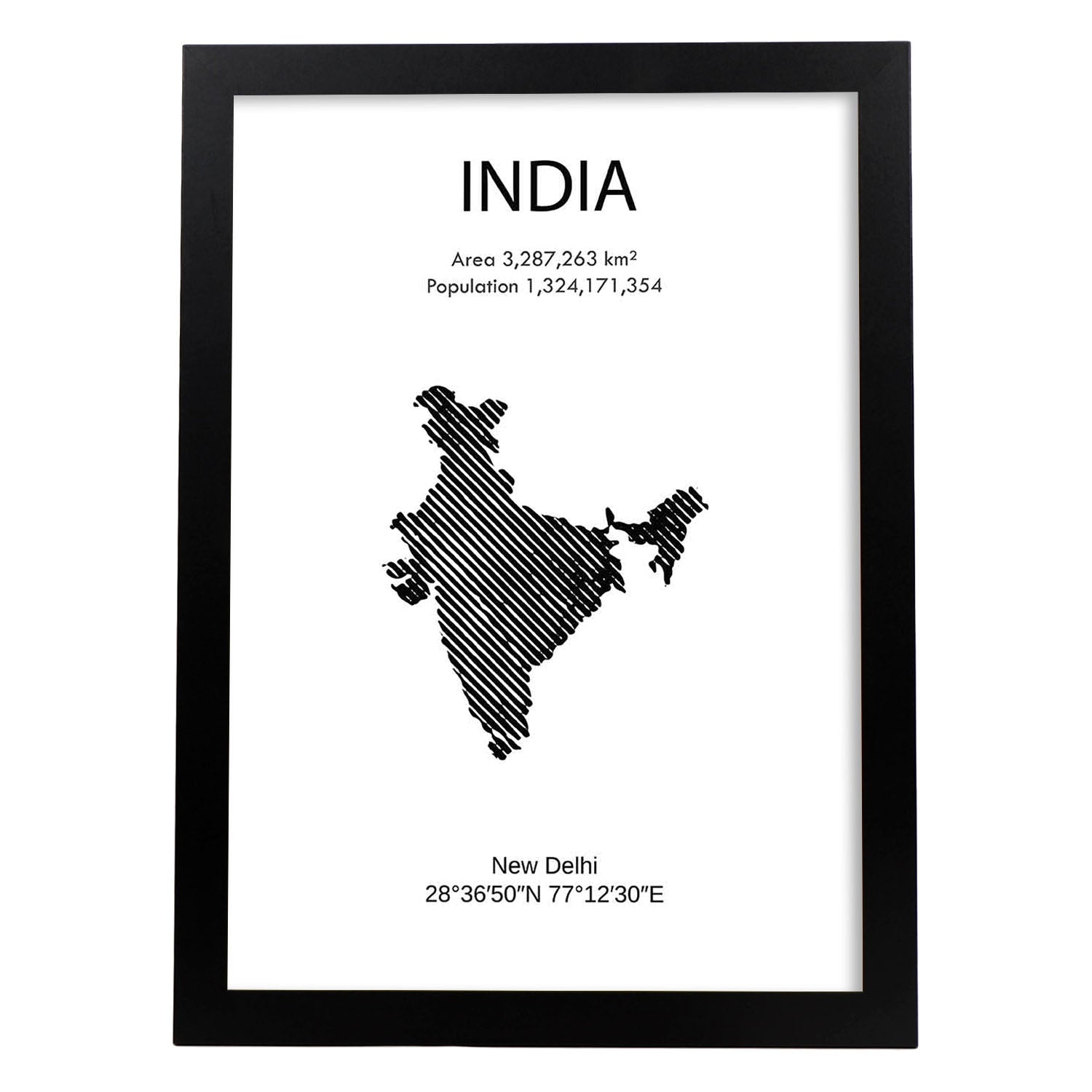 Poster de India. Láminas de paises y continentes del mundo.-Artwork-Nacnic-A4-Marco Negro-Nacnic Estudio SL