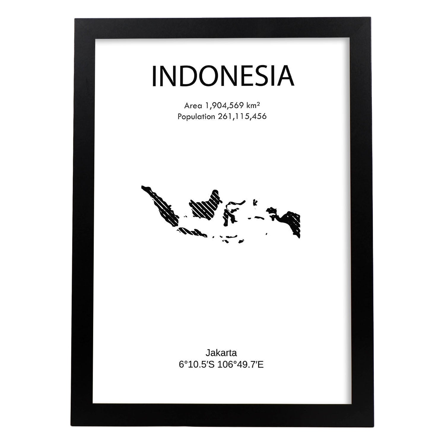 Poster de Indonesia. Láminas de paises y continentes del mundo.-Artwork-Nacnic-A3-Marco Negro-Nacnic Estudio SL
