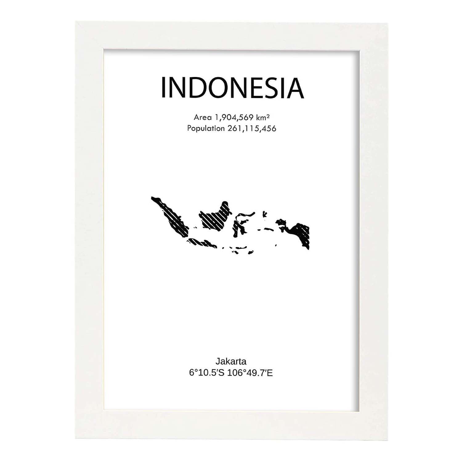 Poster de Indonesia. Láminas de paises y continentes del mundo.-Artwork-Nacnic-A4-Marco Blanco-Nacnic Estudio SL