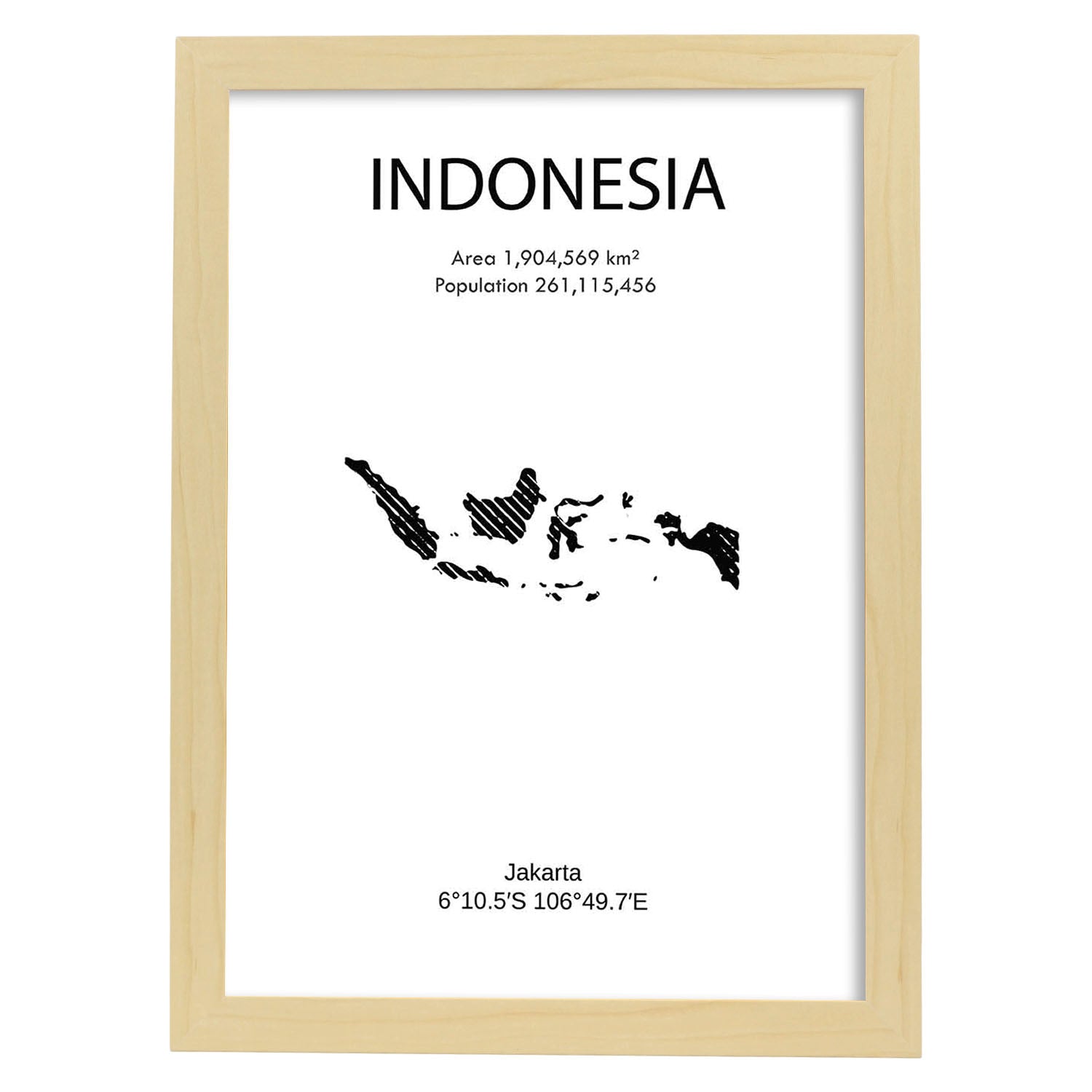 Poster de Indonesia. Láminas de paises y continentes del mundo.-Artwork-Nacnic-A4-Marco Madera clara-Nacnic Estudio SL