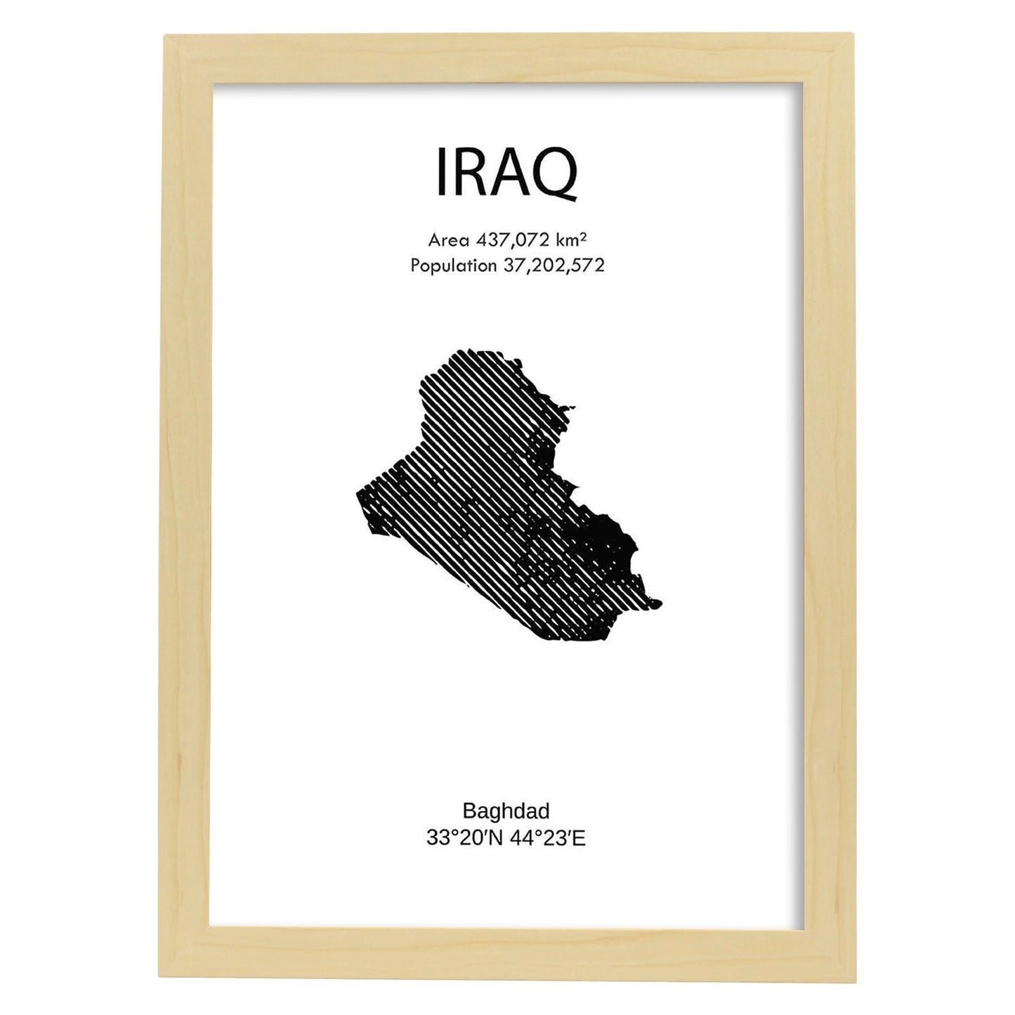 Poster de Iraq. Láminas de paises y continentes del mundo.-Artwork-Nacnic-A3-Marco Madera clara-Nacnic Estudio SL