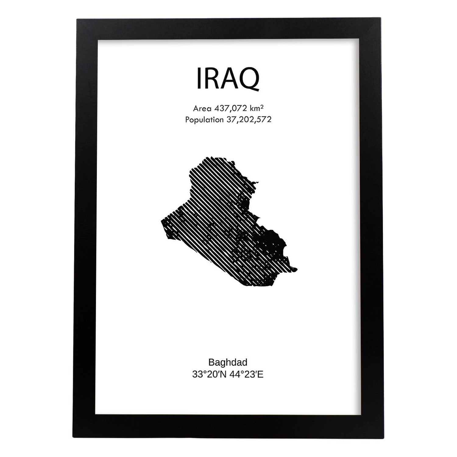 Poster de Iraq. Láminas de paises y continentes del mundo.-Artwork-Nacnic-A4-Marco Negro-Nacnic Estudio SL